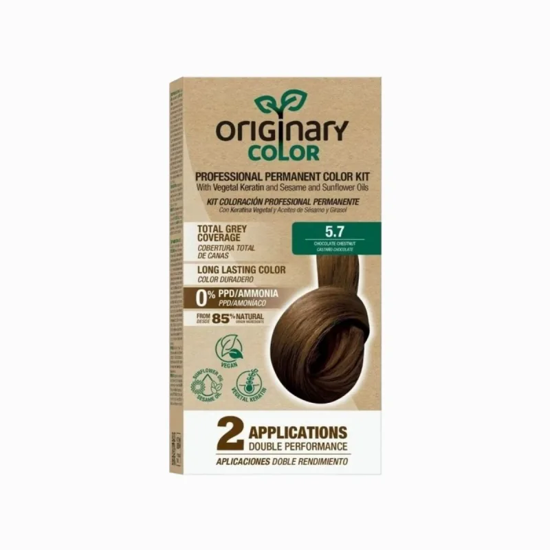 Originary Color Profesionálna sada na farbenie vlasov s keratínom a rastlinnými olejmi - RÔZNE ODTIENE - Čokoládový gaštan 5.7