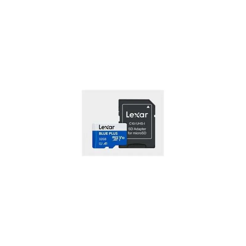 32GB Lexar® Blue Plus microSDHC UHS-I with SD adapter, up to 100MB/s read C10 A1 V10 U1 (LMSBLPL032G-BNANG)