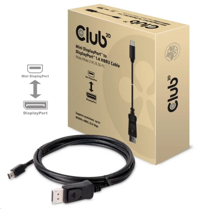 Club3D Adaptér mini DisplayPort 1.4 na DisplayPort 1.4, HBR3 8K60Hz…