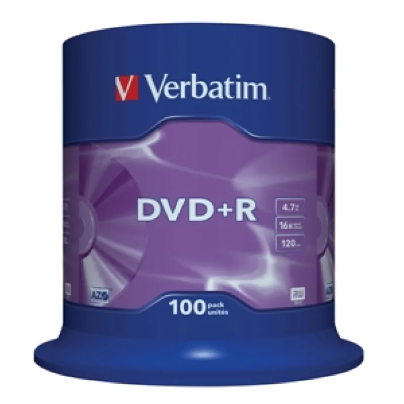 VERBATIM DVD+R(100-Pack)Spindl/ MattSlvr/ 16x/ 4.7GB 43551