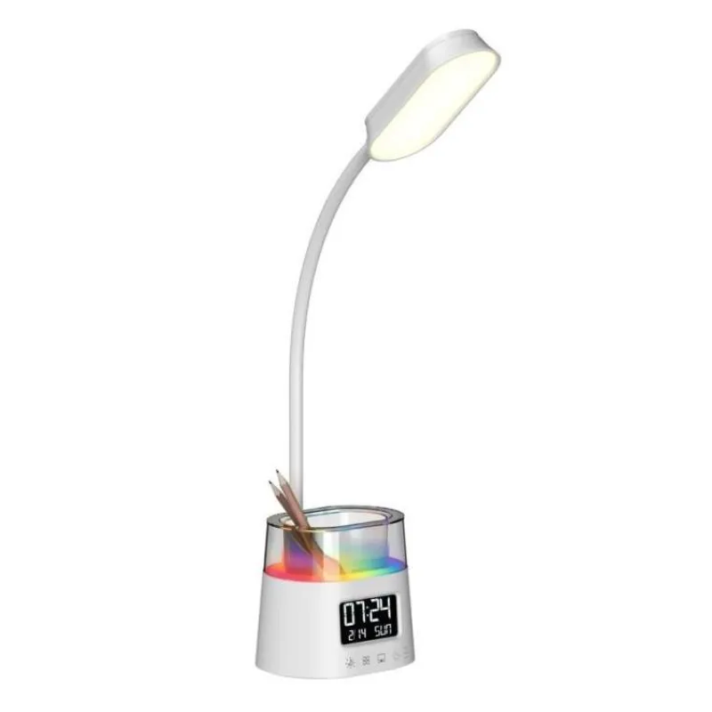 IMMAX LED stolní lampička FRESHMAN s RGB podsvícením/ 10W/ 350lm/ 5V/2A/ držák na tužky/ bílá (08980L)