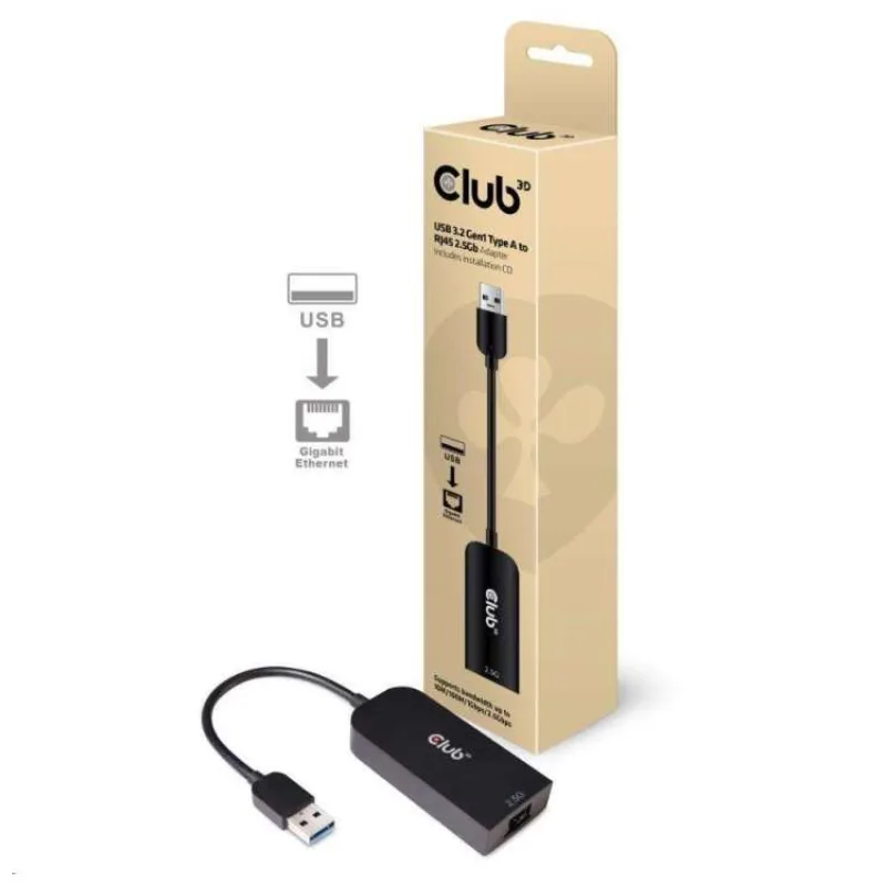 Adaptér Club3D USB 3.2 Gen 1 typ A na RJ45 2.5Gb, 24cm (CAC-1420)