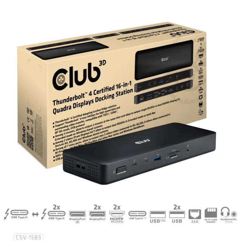 Club3D Dokovací stanice 16v1 ThunderBolt 4,…