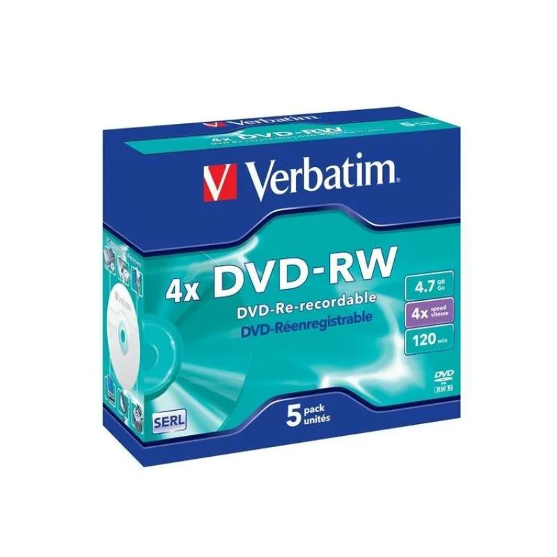 VERBATIM DVD-RW (4x, 4,7 GB), 5ks/pack (43285)