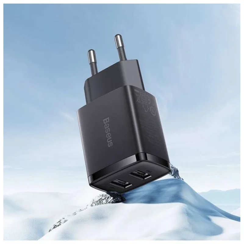 Baseus nabíjačka do siete Compact 2xUSB 10,5W čierna (6932172606909)