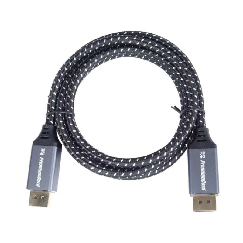 PremiumCord DisplayPort 1.4 přípojný kabel, kovové a zlacené konektory, 1m (kport10-01)