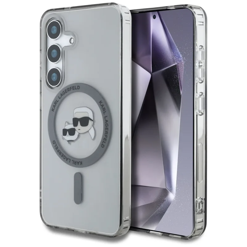 Karl Lagerfeld tlačidlo Karl & Choupette hlavy Tlačené logo MagSafe Samsung Galaxy S25 Plus čierne