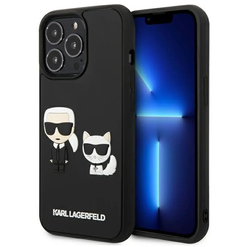 Karl Lagerfeld KLHCP13L3DRKCK iPhone 13 Pro / 13 6,1" čierno/čierne pevné puzdro Karl&Choupette Ikonik 3D