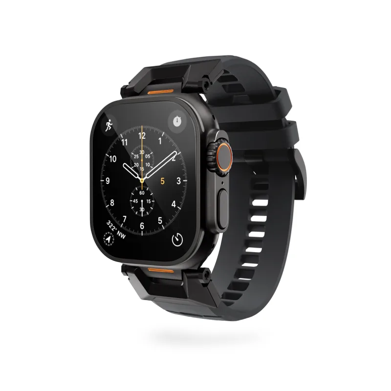Epico Rubber Pro remienok s nerezovým zapínaním pre Apple Watch 49/46/45/44/42mm - čierna