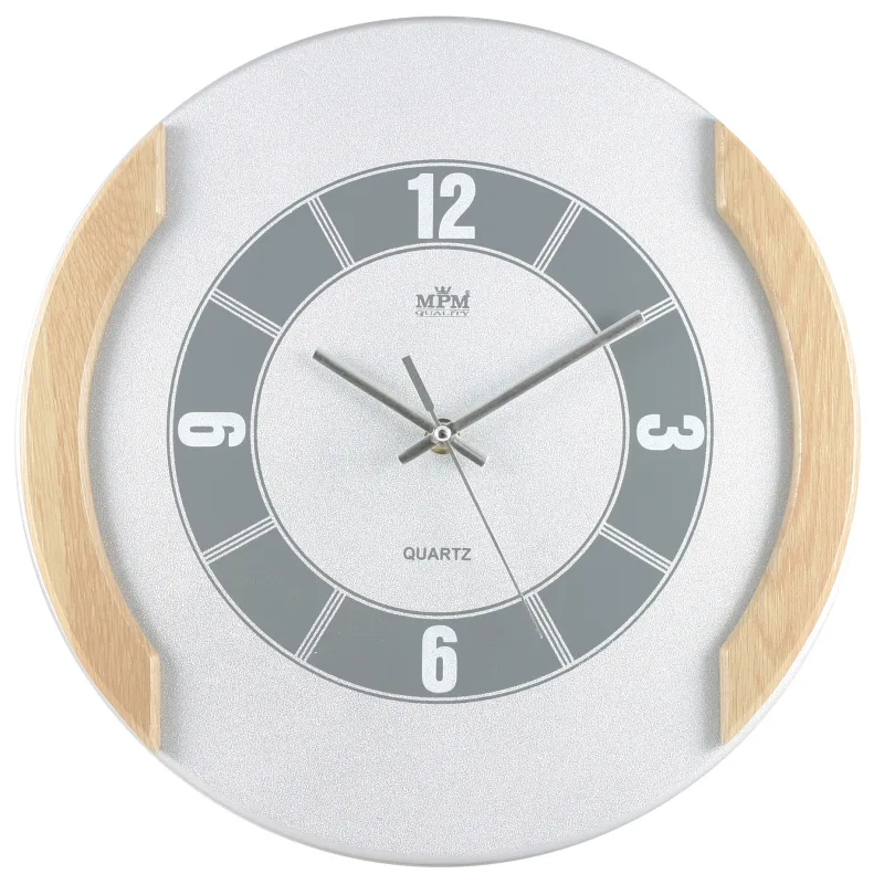 MPM Nástěnné dřevěné skleněné hodiny E01.2515.7051