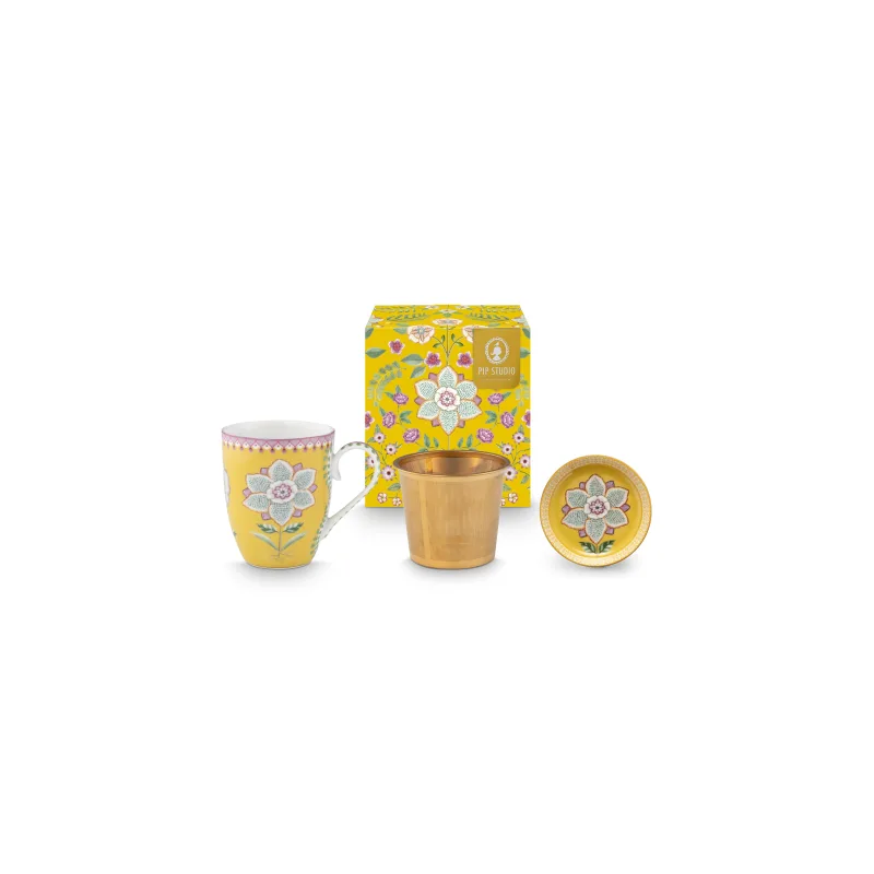 Pip Studio Lily & Lotus sada na čaj pro jednoho 350 ml, žlutá