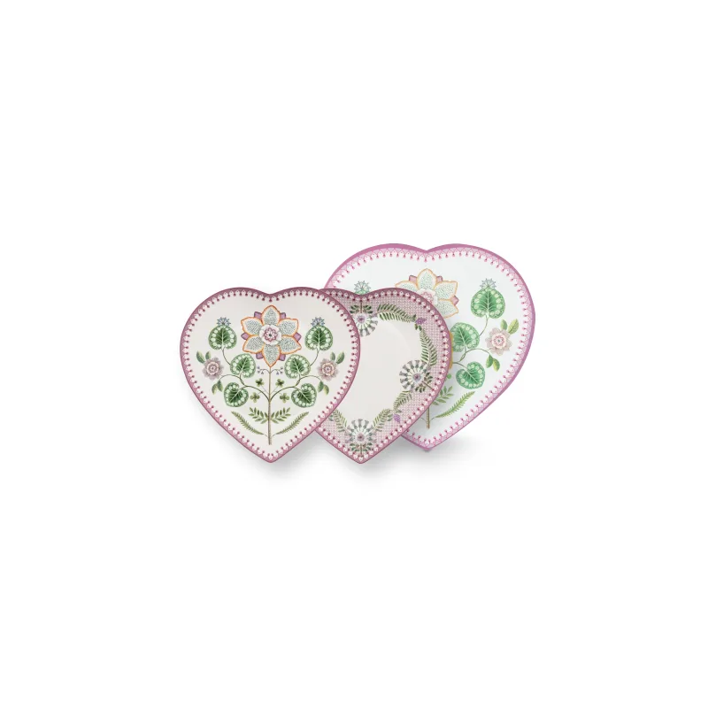 Pip Studio Lily & Lotus sada 2 talířků ve tvaru srdce, lila