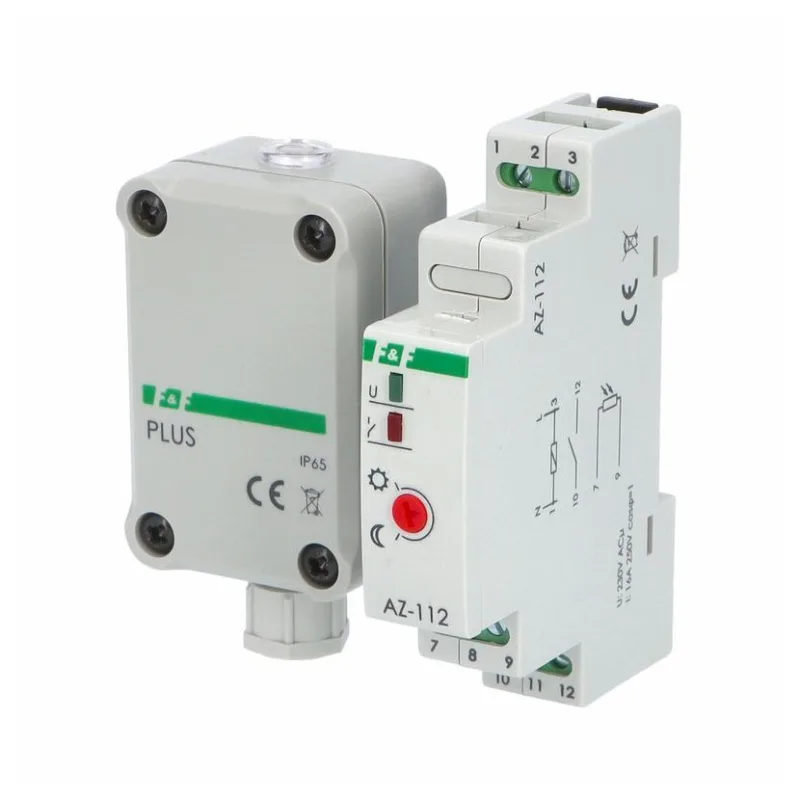 F&F Súmrakový spínač AZ-112 PLUS s externým čidlom, 230V, 16A, IP65 DIN/povrch 2-1000lux