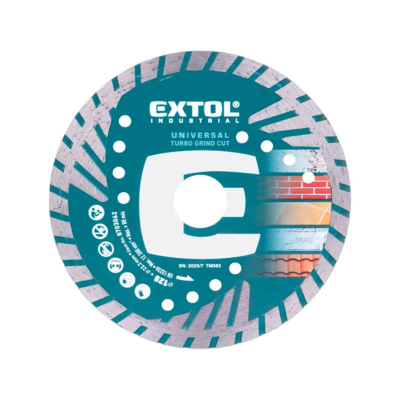 Kotúč rezný diamantový Turbo Grind Cut, suché a mokré rezanie, EXTOL INDUSTRIAL