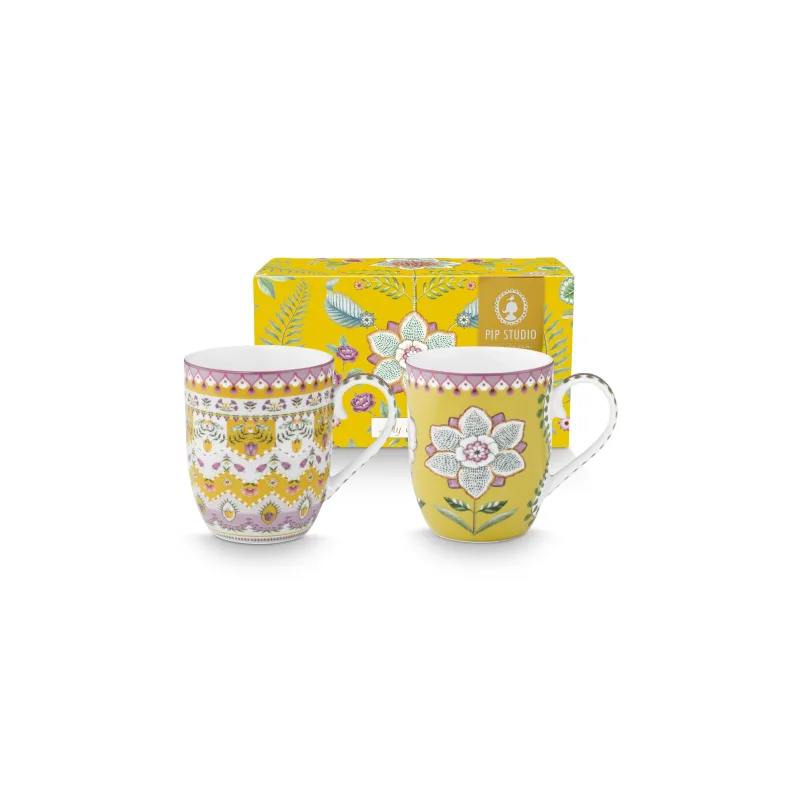Pip Studio Lily & Lotus sada 2 hrnků 180ml, žlutá