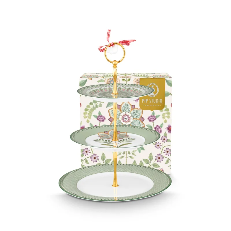 Pip Studio Lily & Lotus třípatový etažér, zelený