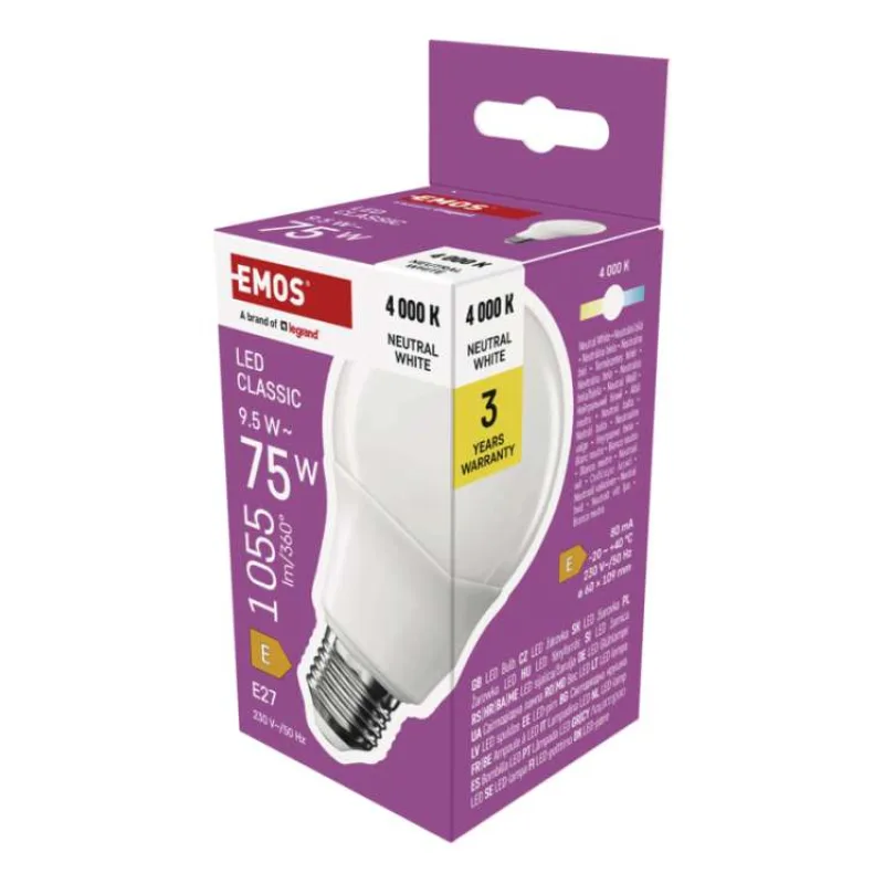 EMOS LED CLS A60 9,5 W (75 W) 1055lm E27 NW (1525733473)