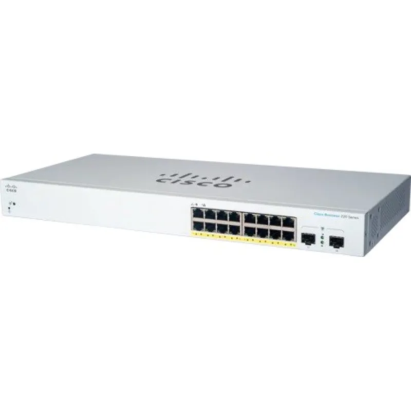Cisco switch CBS220-16P-2G (16xGbE, 2xSFP, 16xPoE+, 130W, fanless)…