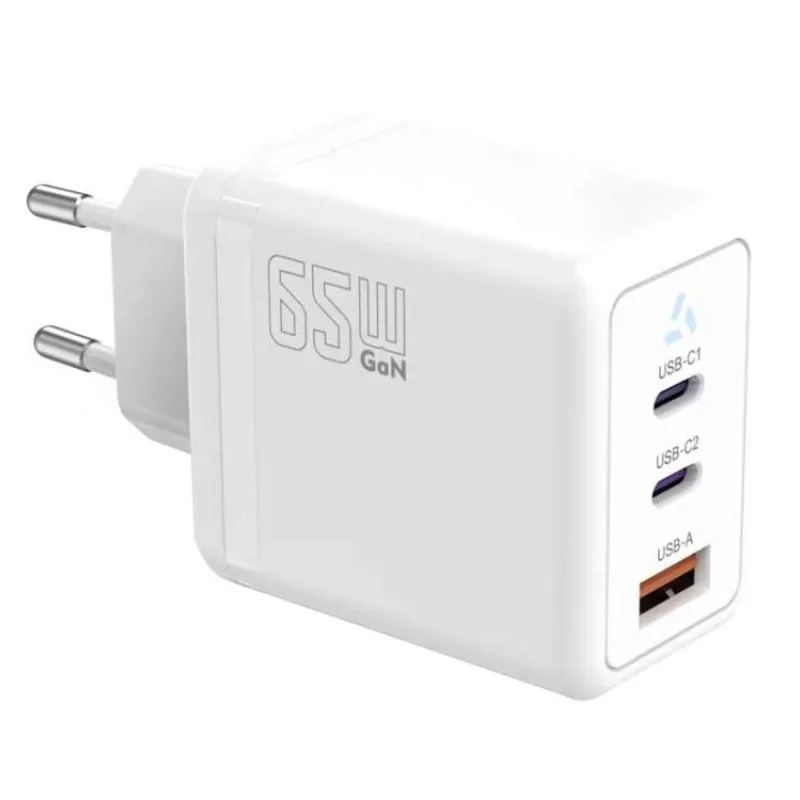 TB Touch 65W GaN Power Adapter, 2x USB C + USB A (AZTBXUL3USB65WW)
