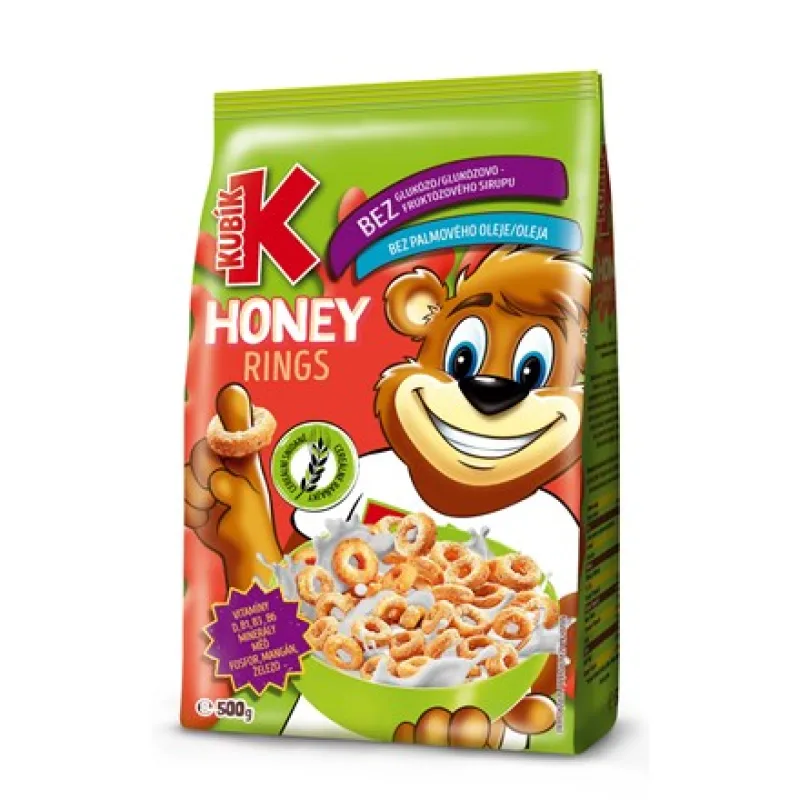 KUBÍK Honey Rings cereálie do mlieka 500 g