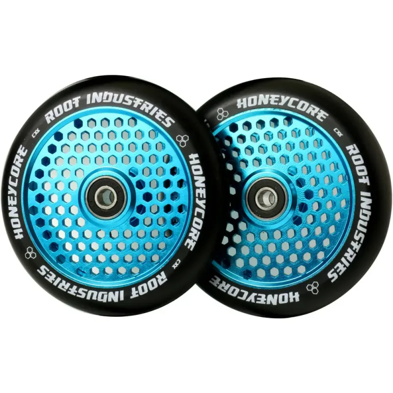 Root Honeycore Black 120mm Pro Scooter Wheels 2-Pack Sky Blue