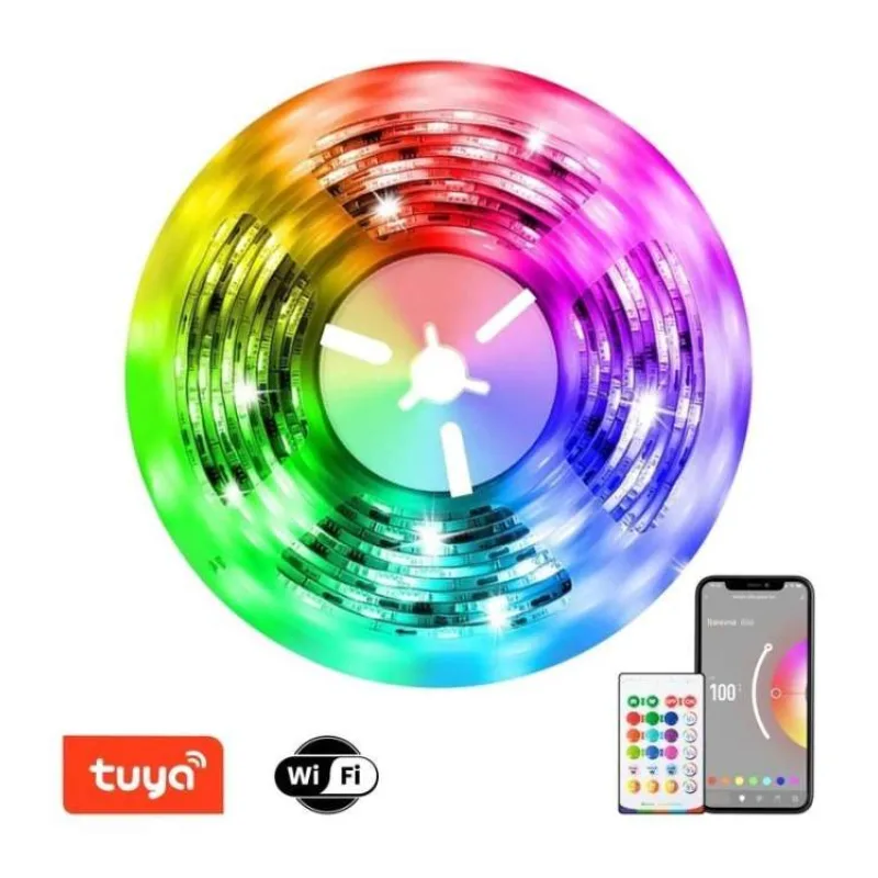 IMMAX NEO LITE SMART LED pásek/ 24W/ Wi-Fi/ IP65/ RGB/ CCT barevný/ 406lm/m/ 2700-6500 K/ stmívatel./ DO+Music/ 5m/ TUYA (07726L)