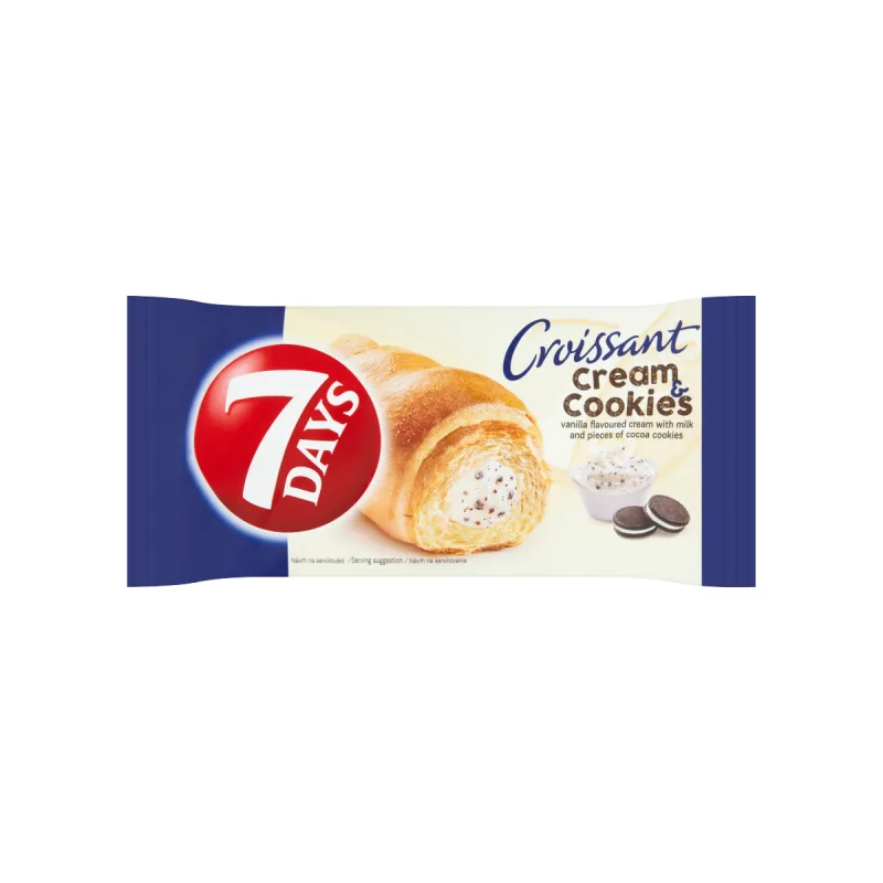 7 Days Croissant s krémom s vanilkovou príchuťou s mliekom a s kúskami kakaových sušienok 60 g