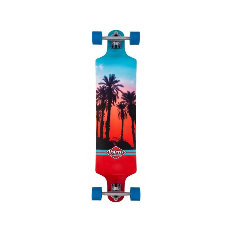 D Street Drop Down 39.5" Longboard - Hawaiian Blue/Red