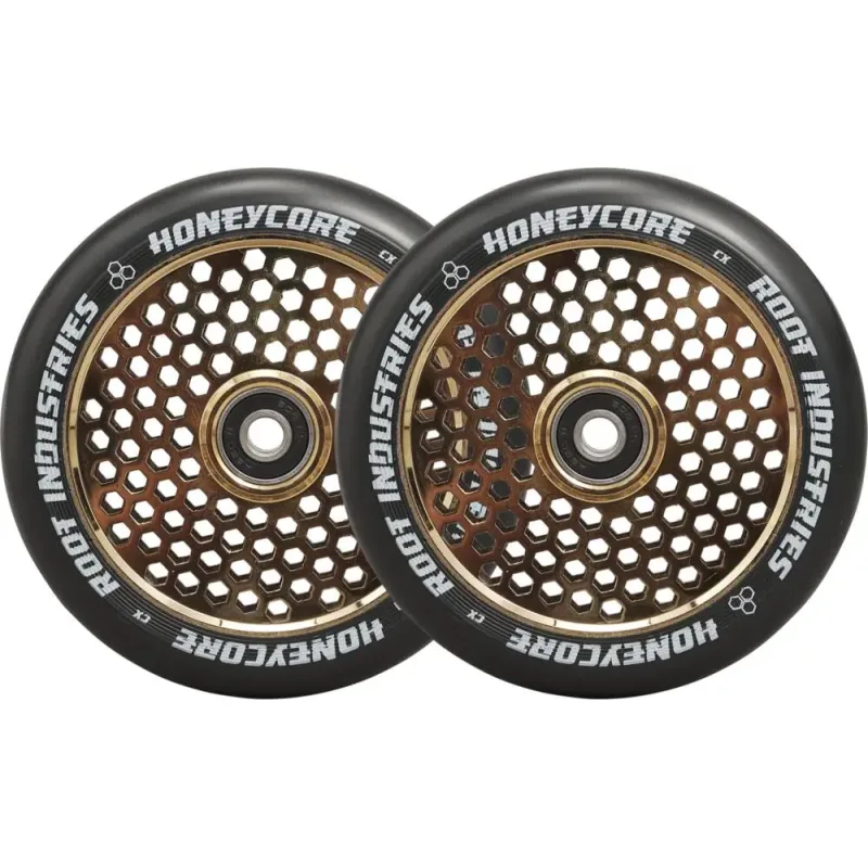 Root Honeycore Black 120mm Pro Scooter Wheels 2-Pack Gold Rush