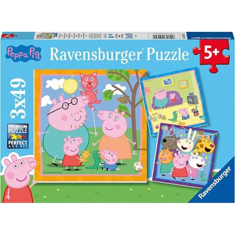 Ravensburger Prasátko Peppa Puzzle 3 x 49 dílků