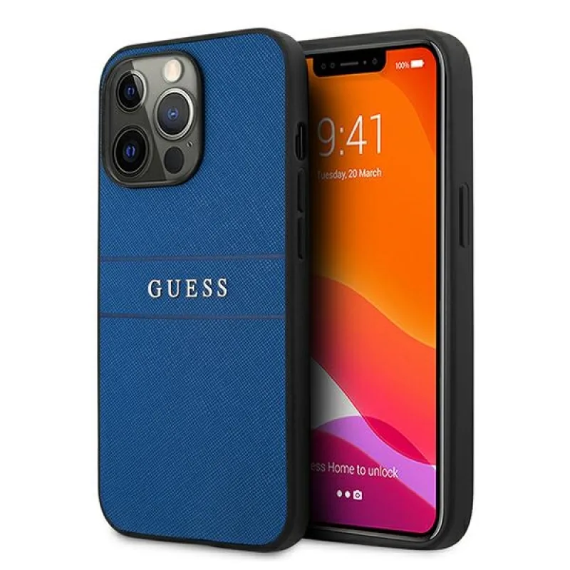 Guess GUHCP13LPSASBBL iPhone 13 Pro / 13 6,1" modrý/modrý remienok Saffiano