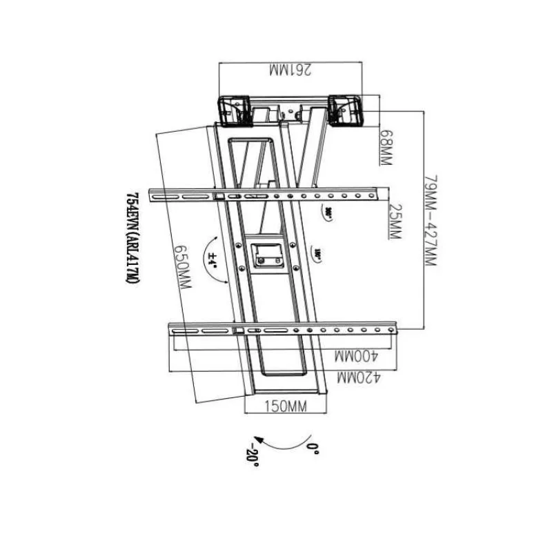 TB TV wall mount 37-70", 35kg, max VESA 600x400 (TB-754E)