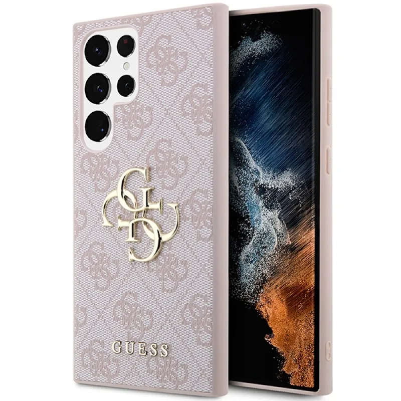 Guess GUHCS23L4GMGPI S23 Ultra S918 ružové/ružové pevné puzdro 4G Big Metal Logo