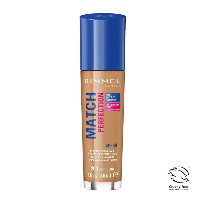 Rimmel London, Match Perfection Foundation podkladová báza pre pleť 200 Soft Beige SPF20 30ml