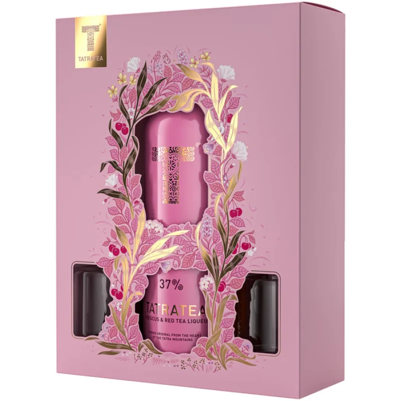 Tatratea Hibiscus & Red Tea 37% 0,7 l (darčekové balenie 2 pohare)