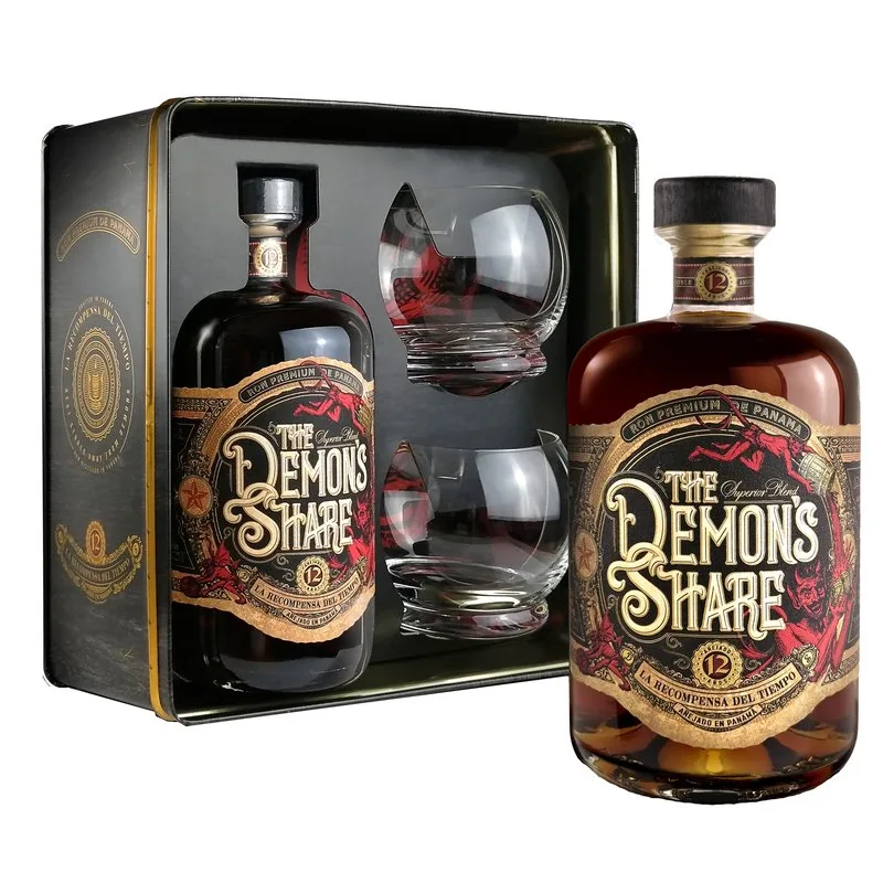 The Demon's Share Rum 12 Y.O. Glass set