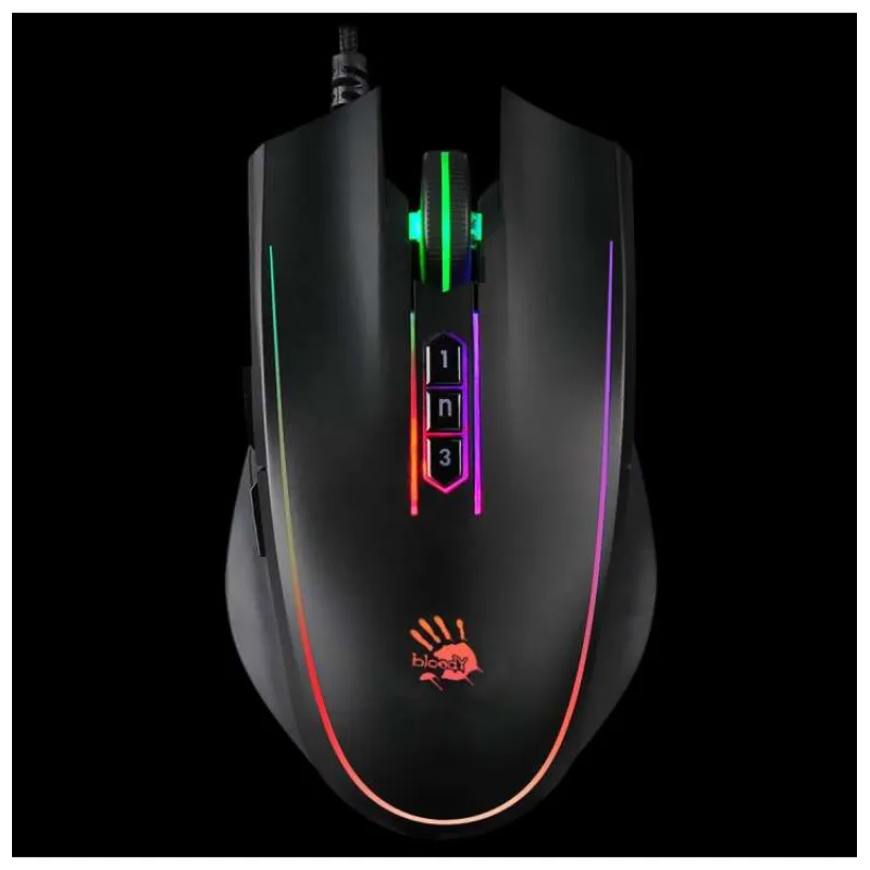 A4tech Bloody Podsvícená herní myš P81S Activated, 8000 DPI, USB, Core 3, černá (P81S-CURVE)