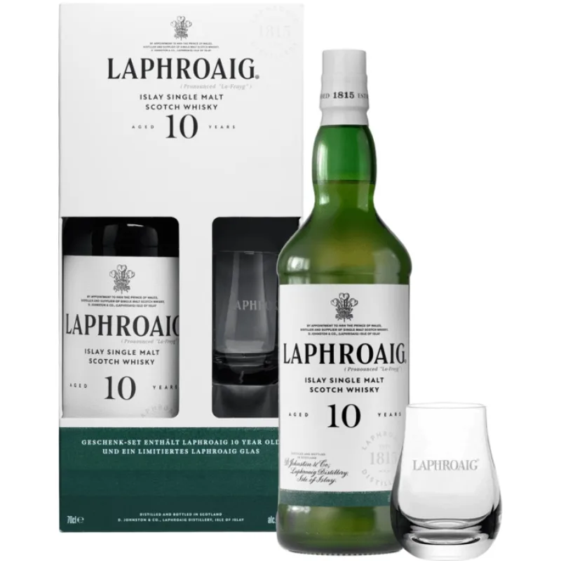 Laphroaig 10-ročná s pohárom 40% 0,7l