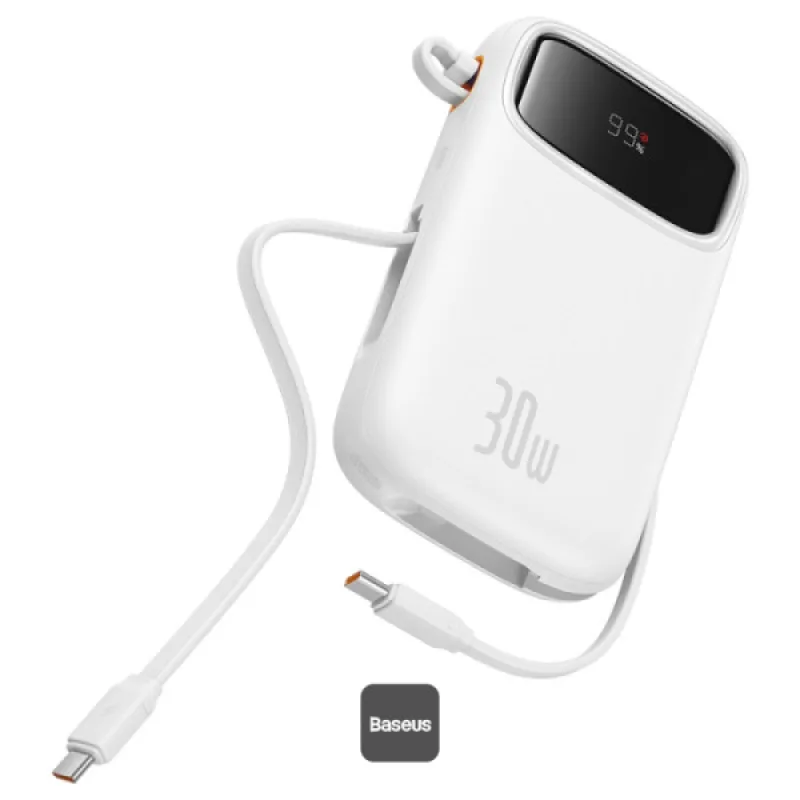 NONAME Baseus power banka Qpow 10000mAh 30W bílá s USB-C kabelem 6932172667733