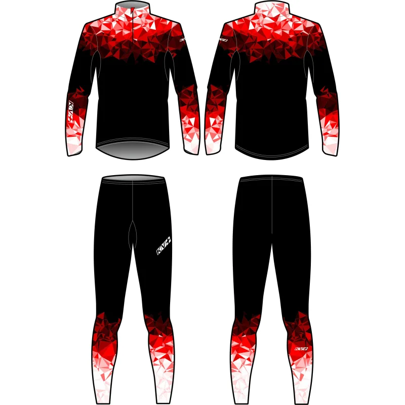 Běžecká kombinéza KV+ Tornado černá/červená/bílá