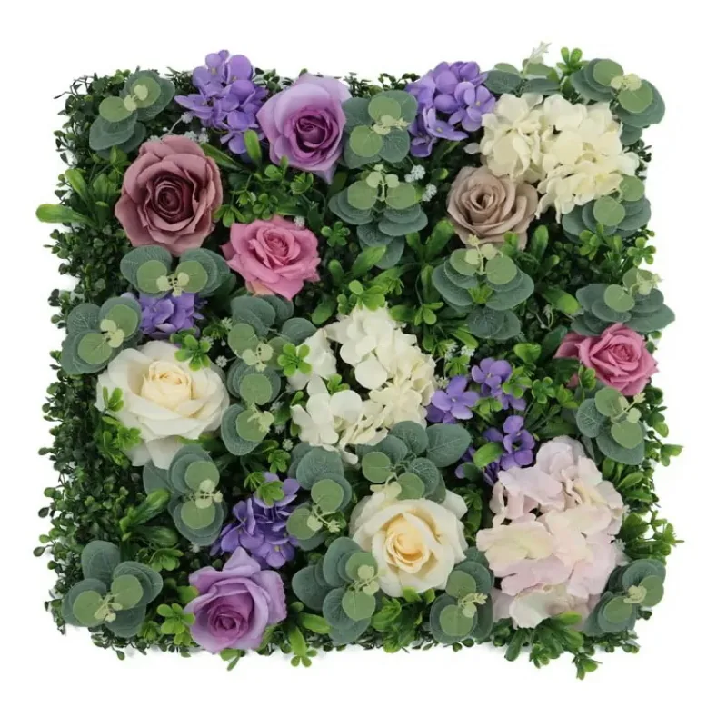 Umelá zelená stena KVETY ruža 3, 50x50cm