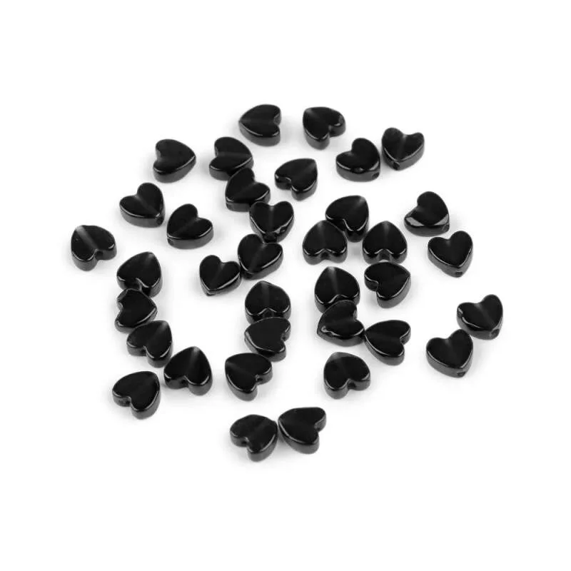 Sklenená korálka srdca Ø6 mm - čierna - 10 ks