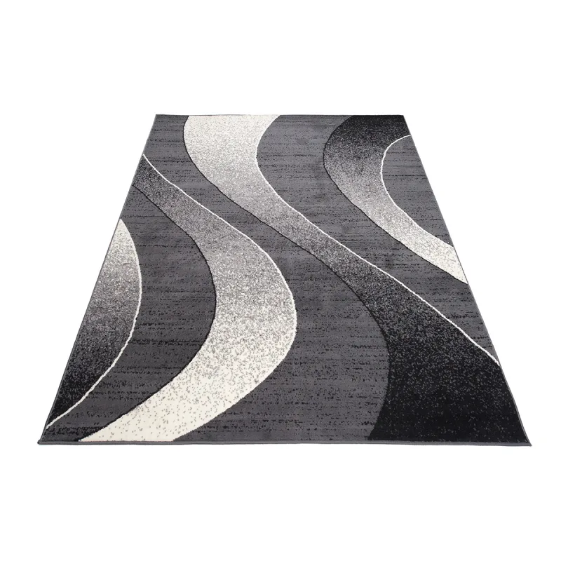 Chemex Moderný koberec Tap - vlnky 5 - tmavo sivý/biely Rozmer koberca: 60x100 cm