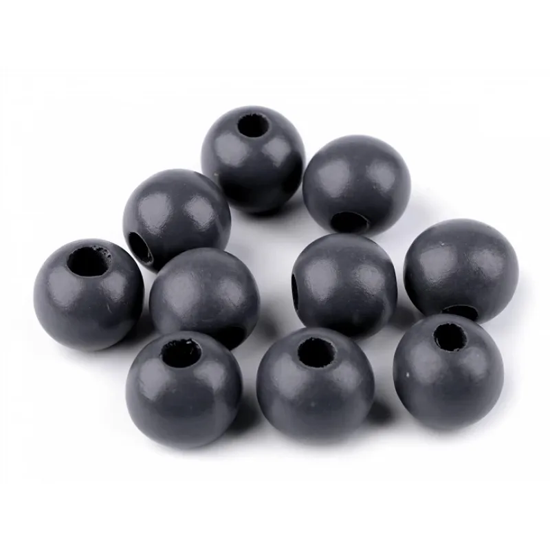 Drevená korálka lakovaná Ø25 mm - tmavo šedá