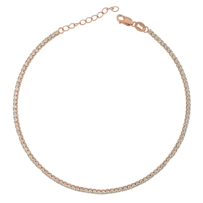 Strieborná pozlátená retiazka na nohu so zirkónmi