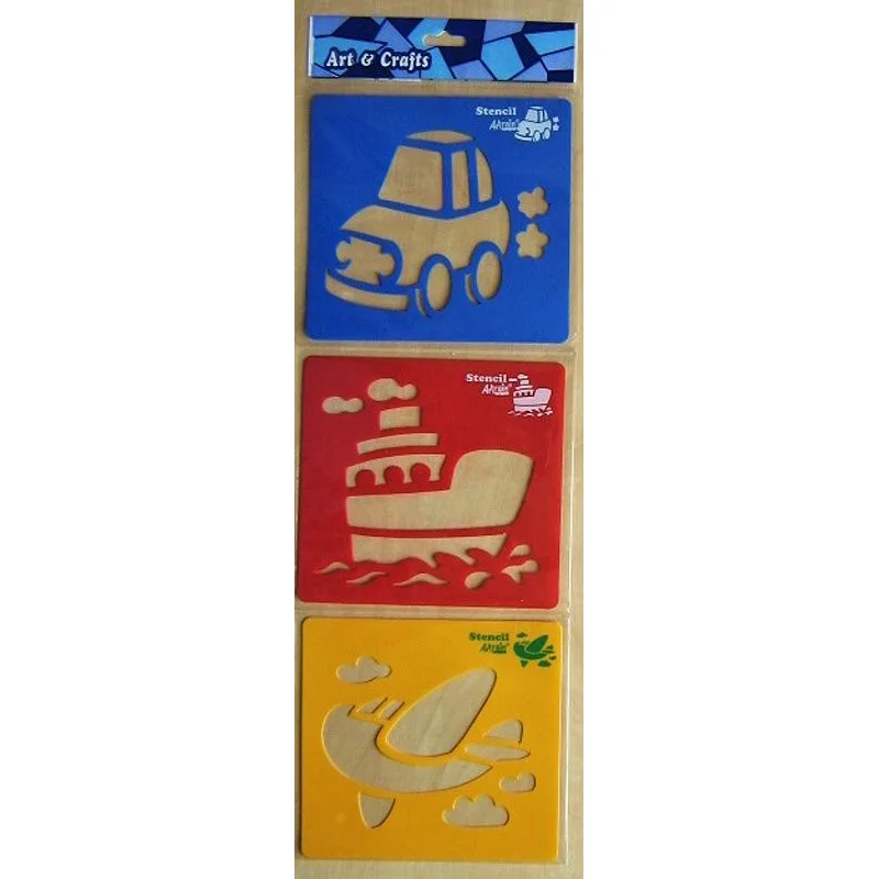 Kreslící šablony 3 ks - Auto, Loď, Letadlo