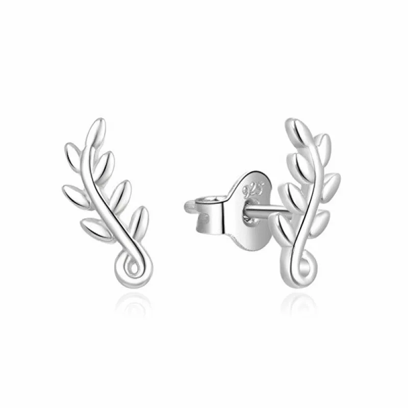 Strieborné náušnice lístky na puzetu MOISS E0002471