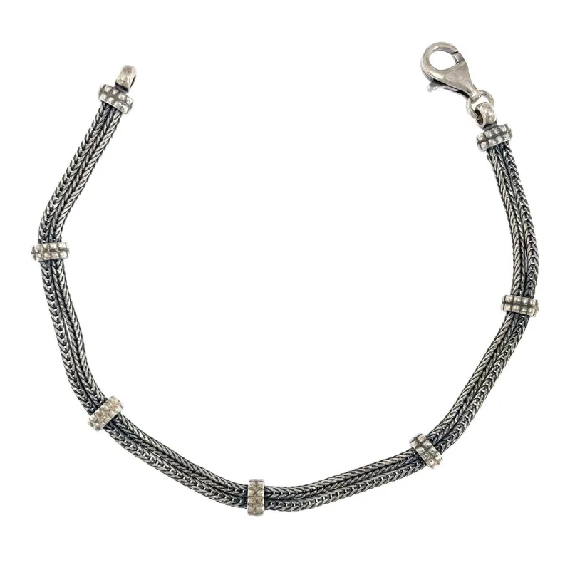 Strieborný pánsky náramok double franco dĺžka náramku 21cm