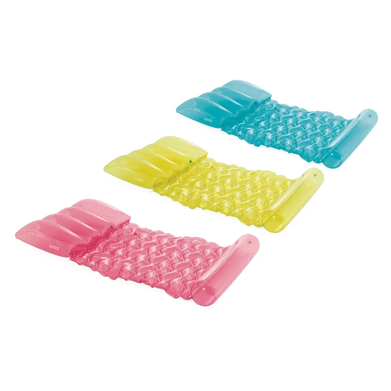 Intex Lehátko nafukovacie priehľadné 173x89cm 3 farby v krabici 24x21,5x8cm