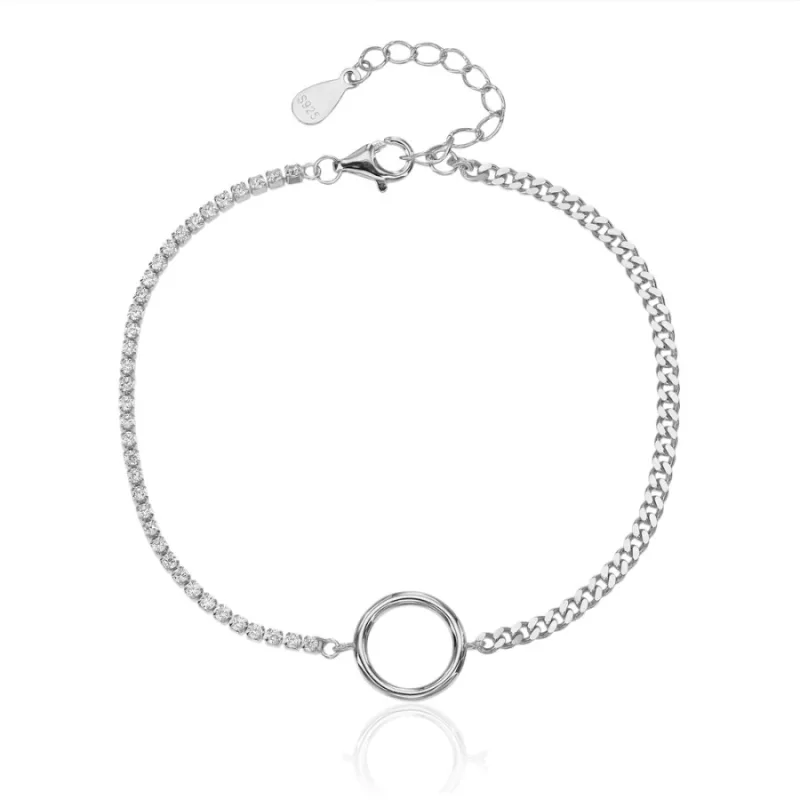 Strieborný náramok koliesko a zirkónmi JVD SVLB0554XJ6BI18